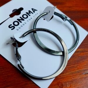 SONOMA GUNMETAL HOOP EARRINGS